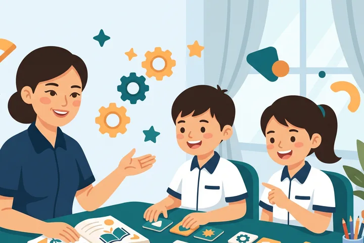 Students and a teacher exploring a lesson together
